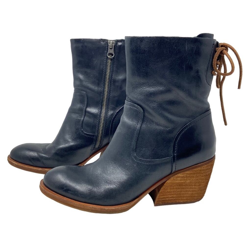 Kork-Ease Cherna Leather Lace Up Boots Booties In Black Women’s Size 6.5